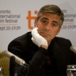 George Clooney with his injured hand