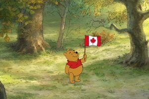 Winnie the Pooh shows off his Canadian pride