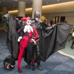 Fans dressed as Harley Quinn and Batman