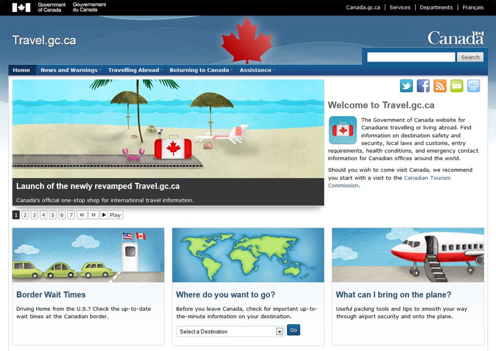 government travel website canada