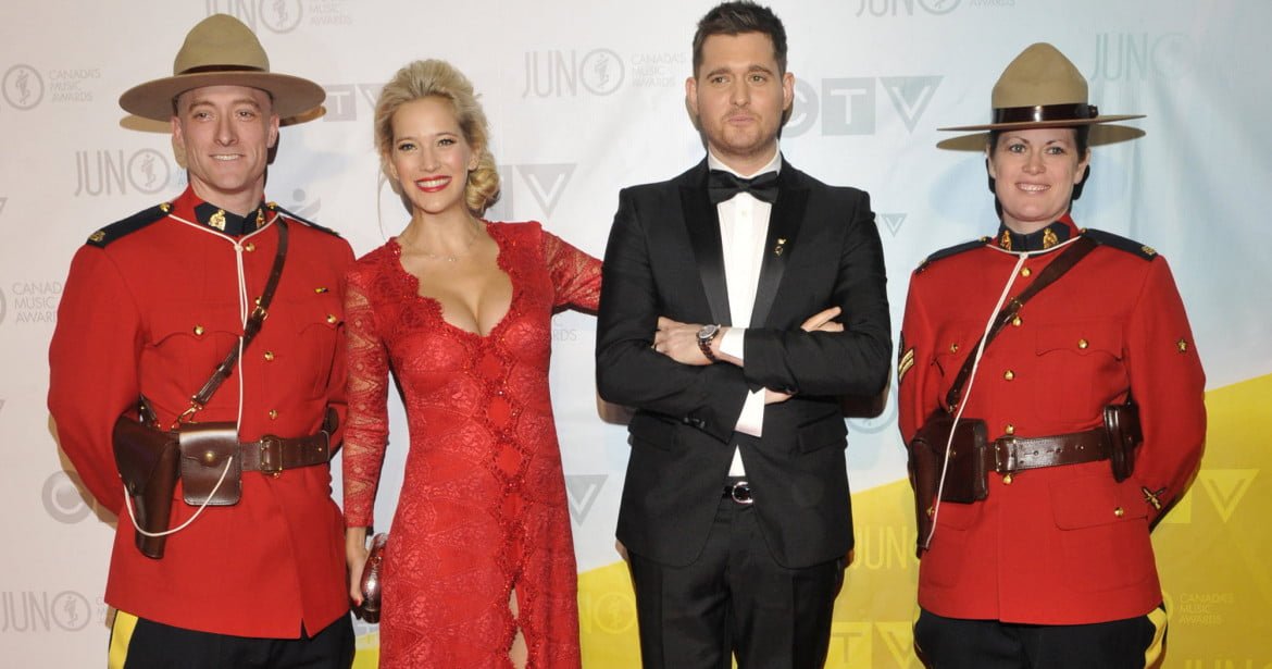 Host Michael Buble and wife Louisana Lopilato
