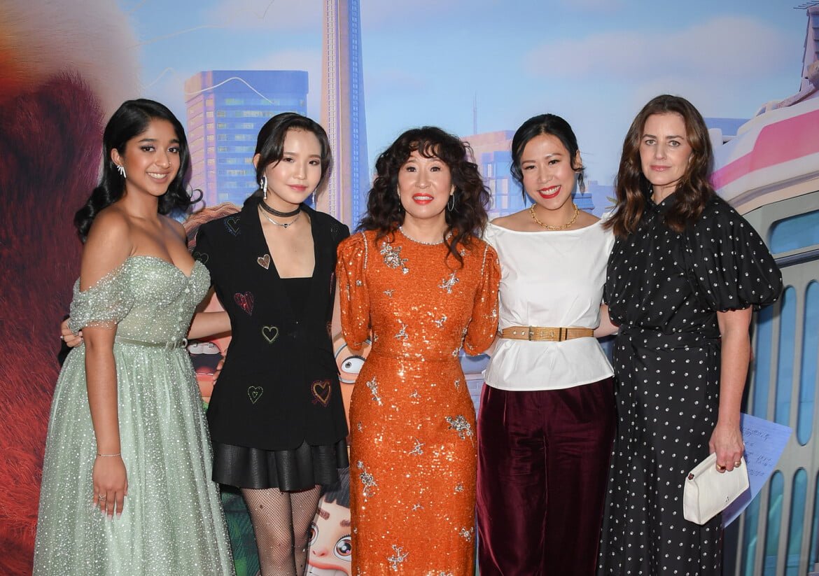 Maitreyi Ramakrishnan, Rosalie Chiang, Sandra Oh, Domee Shi, and Lindsey Collins