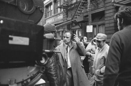 Marlon Brando on the set of The Godfather