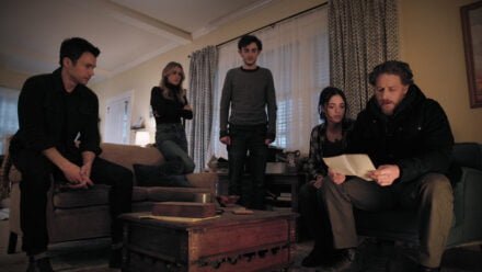 Matt Long, Melissa Roxburgh, Ty Doran, Luna Blaise, and Josh Dallas in Manifest Season 04.