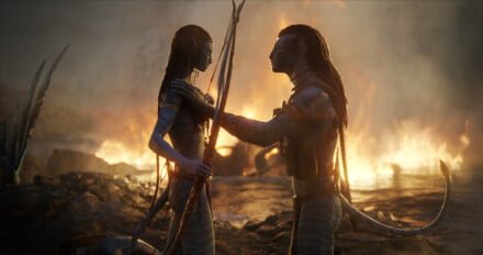 Neytiri (Zoe Saldana) and Jake Sully (Sam Worthington)