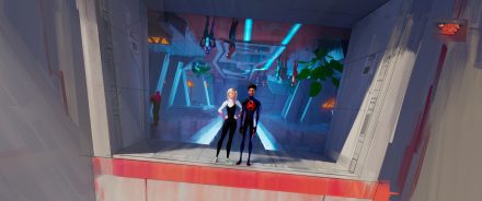 Spider-Gwen (Hailee Steinfeld) and Miles Morales as Spider-Man (Shameik Moore) in Columbia Pictures and Sony Pictures Animation’s SPIDER-MAN: ACROSS THE SPIDER-VERSE.