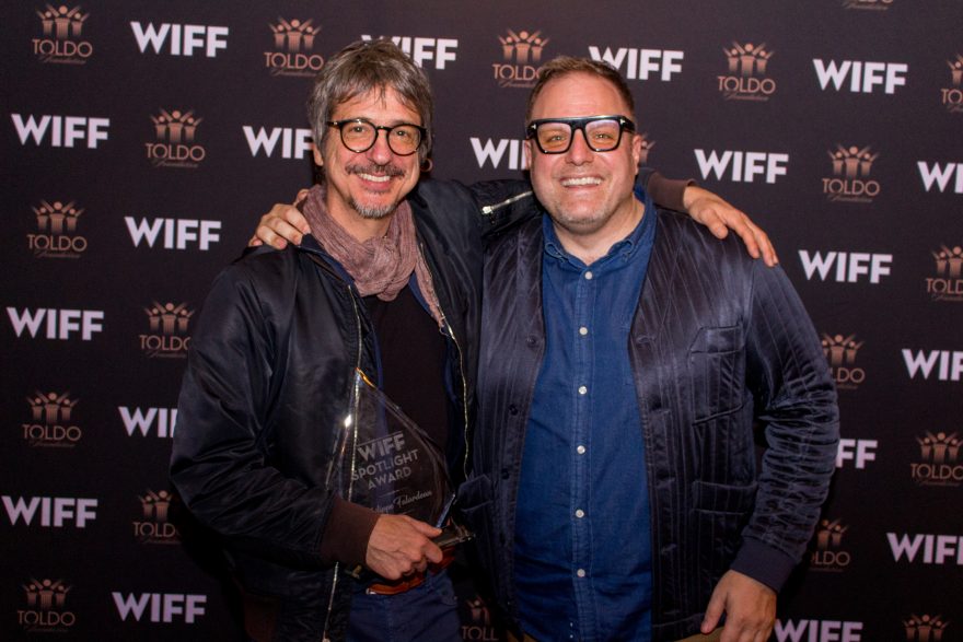 WIFF Spotlight Award winner Philippe Falardeau with Vincent Georgie, WIFF executive director
