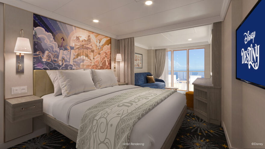 A verandah stateroom on the Disney Destiny