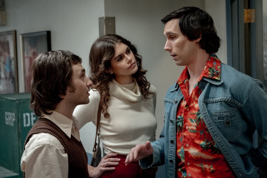 Lorne Michaels (Gabriel LaBelle), Jacqueline Carlin (Kaia Gerber), Chevy Chase (Cory Michael Smith)