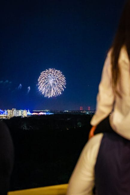 Watching fireworks over Magic Kingdom from Capa's outdoor patio