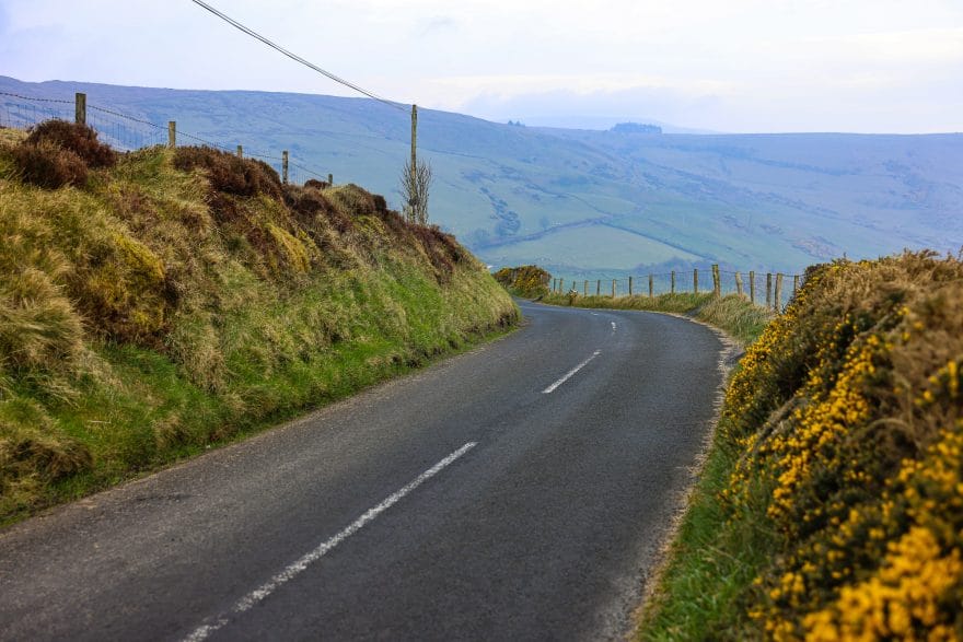 Winding, country roads in Northern Ireland
