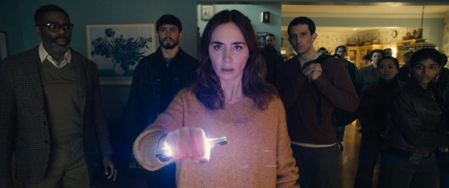 Colman Domingo, Tommy Martinez, Emily Blunt, and Josh O'Connor in Disclosure Day