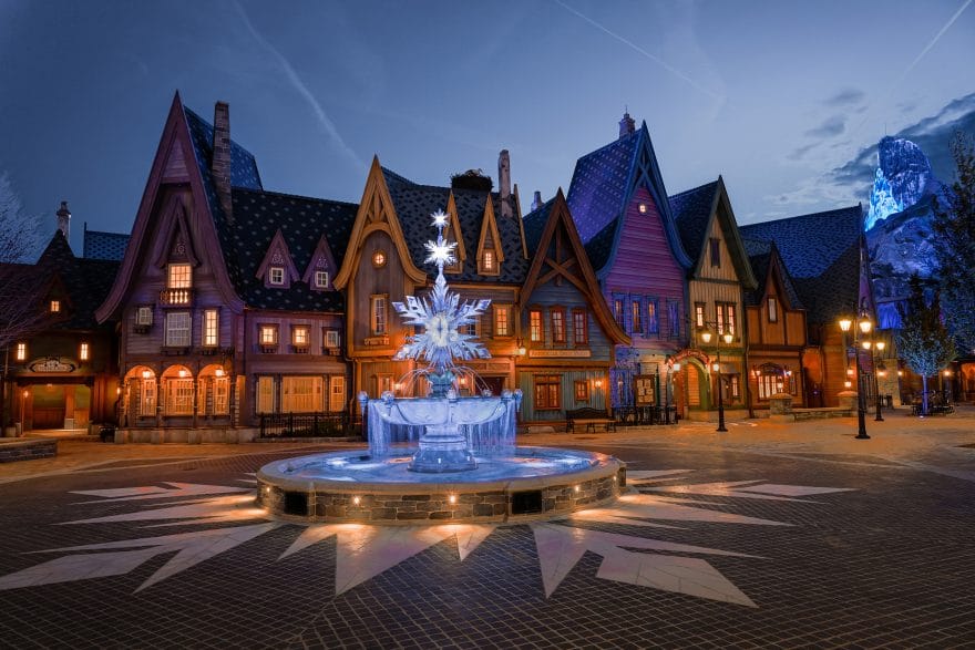 Night time at World of Frozen, Disney Adventure World, Disneyland Paris