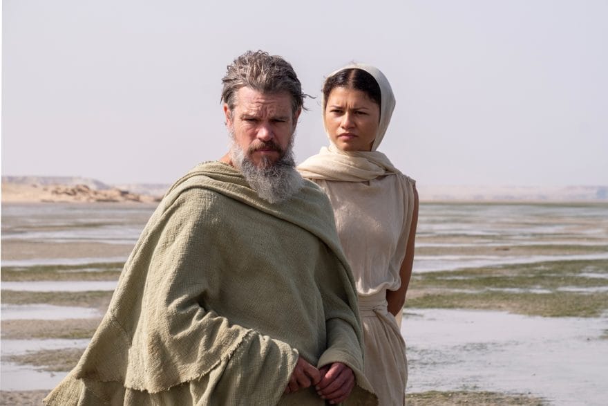 Matt Damon and Zendaya as Odysseus and Athena